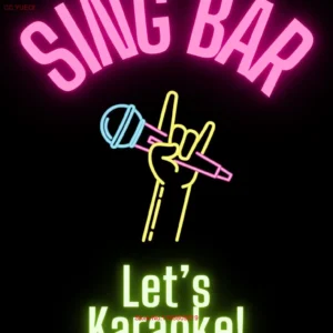 Neon "Let's Karaoke" Trendy Singing Bar T-Shirt for Music Lovers