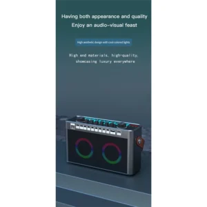 Wireless Karaoke Sound Card Speaker with RGB and Dual Mics