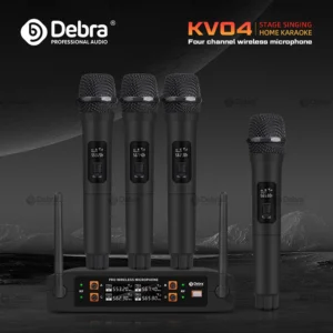 Debra KV04 4-Channel UHF Wireless Microphone System with 4 Mics